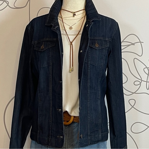 Croft & Barrow- Dark Wash Jean Jacket size M - Picture 3 of 11